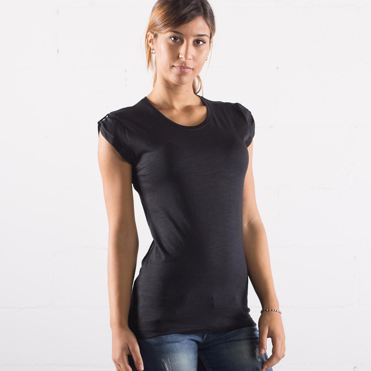T-shirt Donna Nera 100% cotone fiammato BEST SELLER