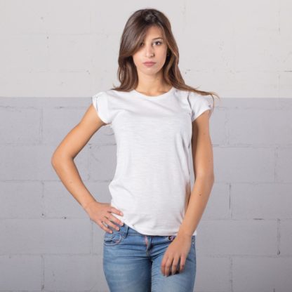 t-shirt cotone fiammato fashon personaizzata stampata alterego bianca donna