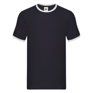 t-shirt maglietta fruit of the loom con maniche doppio colore personalizzata ricamata alterego bianca blu bianca