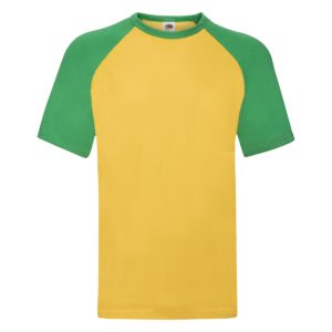 t-shirt maglietta fruit of the loom con maniche doppio colore personalizzata ricamata alterego gialla verde