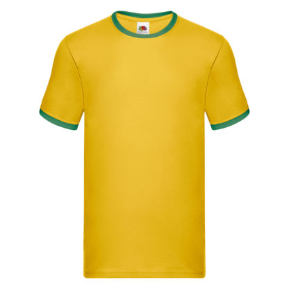 t-shirt maglietta fruit of the loom con maniche doppio colore personalizzata ricamata alterego bianca gialla verde