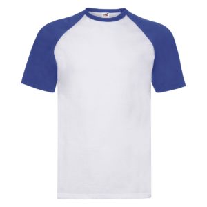 t-shirt maglietta fruit of the loom con maniche doppio colore personalizzata ricamata alterego bianca blu royal