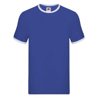 t-shirt maglietta fruit of the loom con maniche doppio colore personalizzata ricamata alterego blu royal bianco