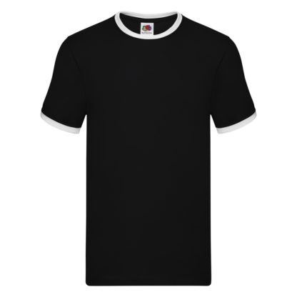 t-shirt maglietta fruit of the loom con maniche doppio colore personalizzata ricamata alterego nero bianco