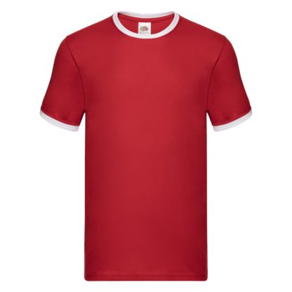 t-shirt maglietta fruit of the loom con maniche doppio colore personalizzata ricamata alterego rossa bianco