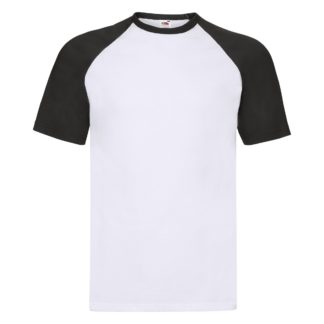 t-shirt maglietta fruit of the loom con maniche doppio colore personalizzata ricamata alterego bianca nera