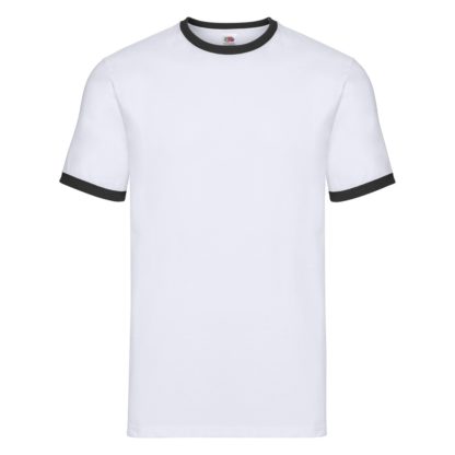 t-shirt maglietta fruit of the loom con maniche doppio colore personalizzata ricamata alterego bianca bianca nera
