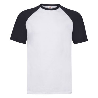 t-shirt maglietta fruit of the loom con maniche doppio colore personalizzata ricamata alterego bianca blu