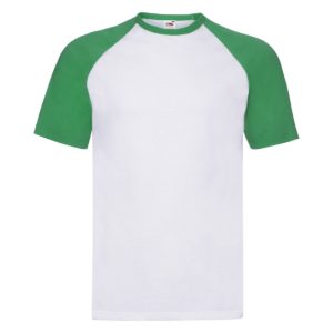 t-shirt maglietta fruit of the loom con maniche doppio colore personalizzata ricamata alterego bianca verde