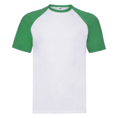 t-shirt maglietta fruit of the loom con maniche doppio colore personalizzata ricamata alterego bianca verde