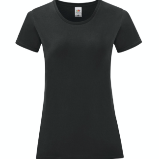 t-shirt maglietta fruit of the loom iconic donna femminile personalizzata ingrosso rivenditori fornitori alterego custom shop nera