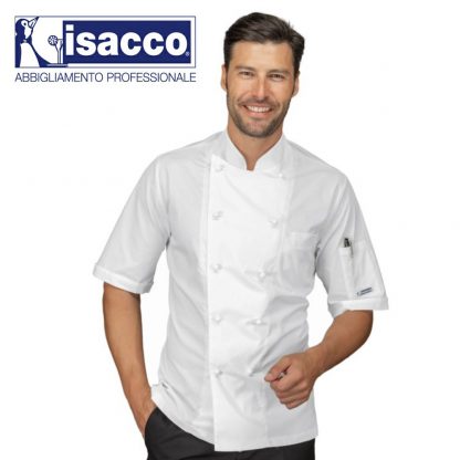 Giacca cuoco alabama isacco manica corta bianca personalizzata