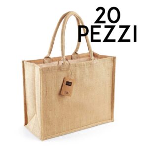 shopper bag juta personalizzabile 20 pezzi stock offerta best seller